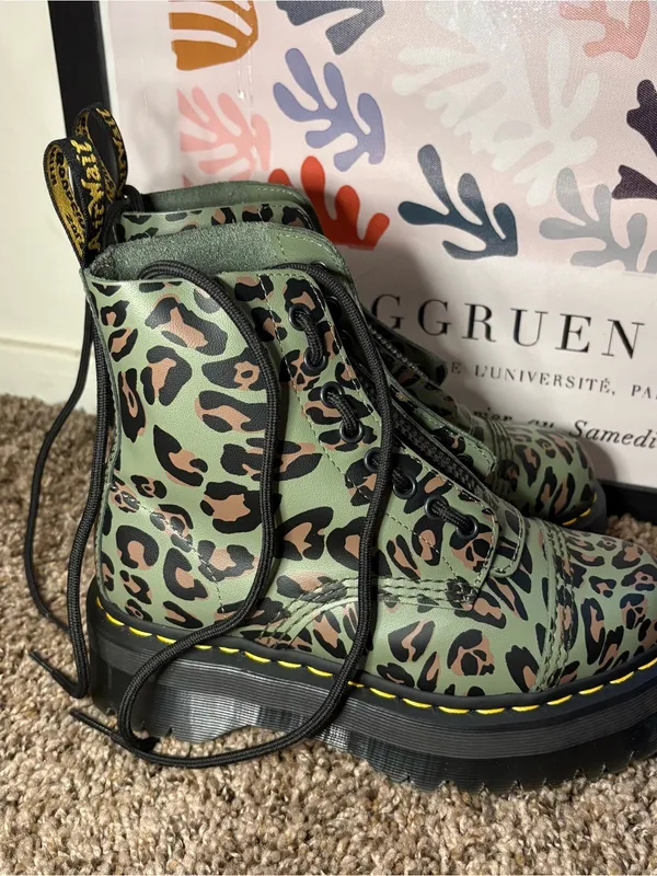 Dr. Martens Leopard Print Platform Boots – Women’s 6 - Image 3
