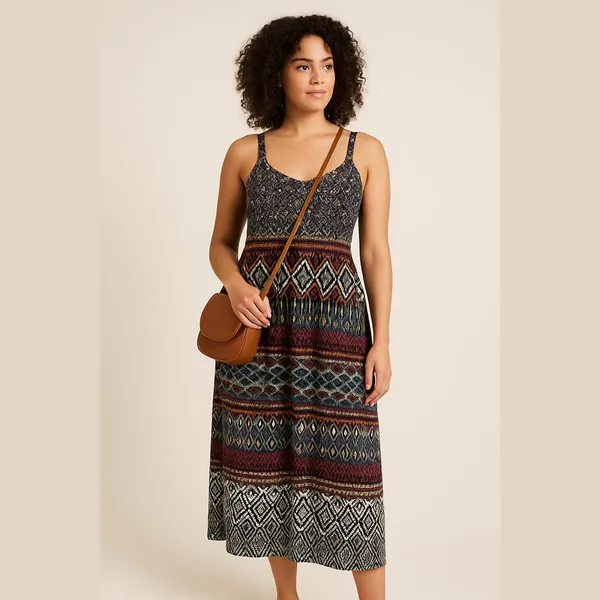 Robbie Bee Boho Tribal Maxi Dress XL Geometric Festival Vacation Dress - Image 3