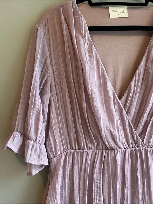 Bella Ella Boutique Crinkle Gauze Tiered Ruffle Dress Size Large - Image 2