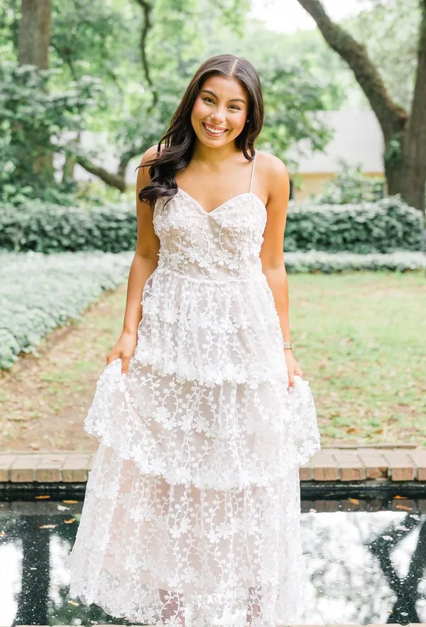 Endless Rose White Lace Tiered Maxi Dress - Spaghetti Straps - Image 3