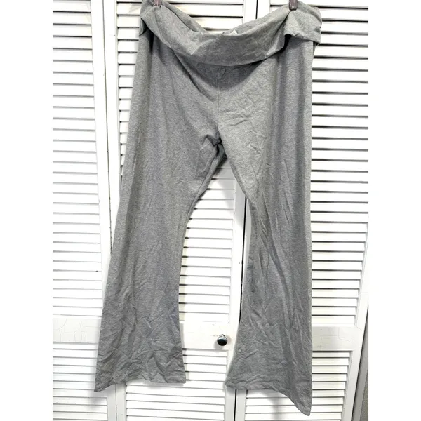 VICTORIA'S SECRET PINK COTTON FOLDOVER FLARE LEGGING PANTS Sz XXL HEATHER GRAY - Image 3
