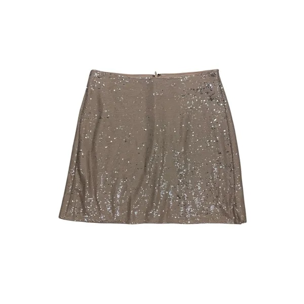 Michael Stars Sequin Mini Skirt Small Taupe Gold Sparkle Party Holiday Y2K - Image 2