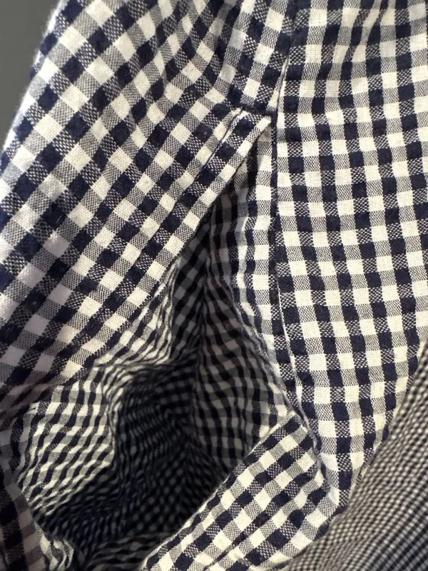 Croft & Barrow 2X Gingham Zip House Dress Robe Navy White Grannycore Comfy - Image 7