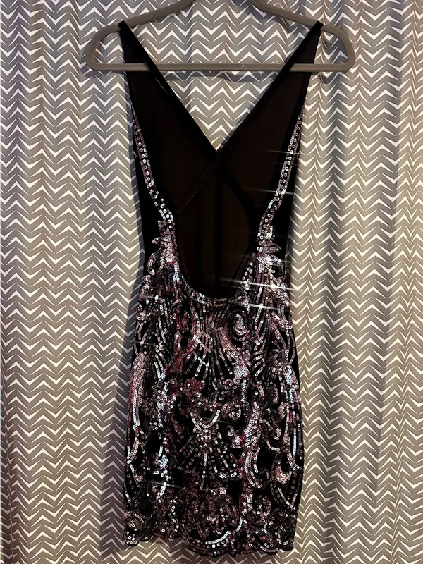Express | Velvet Sequin Halter Bodycon Mini Sheath Dress, size S - Image 7