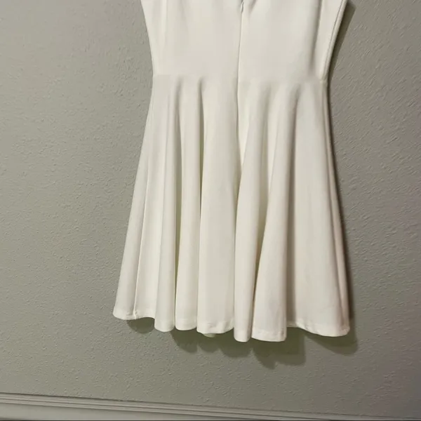 Lulus White V Neck Sleeveless Fit & Flare Mini Dress Womens M Bridal Prom Formal - Image 11