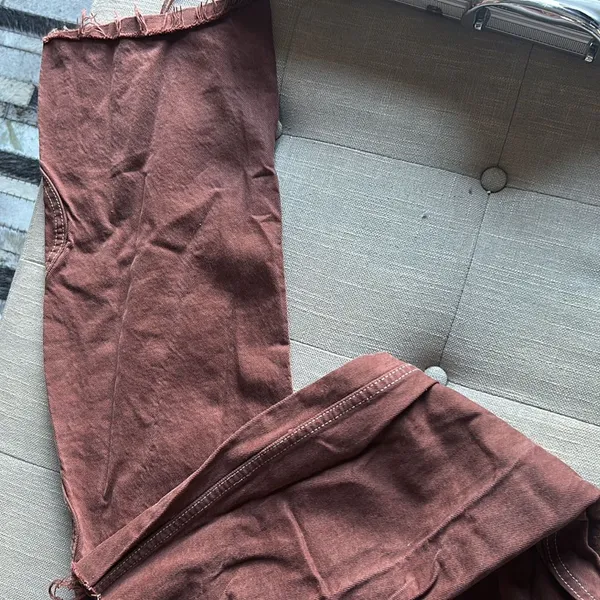 Zara Reddish Brown Thick Denim‎ Wide Leg Jeans - Image 8