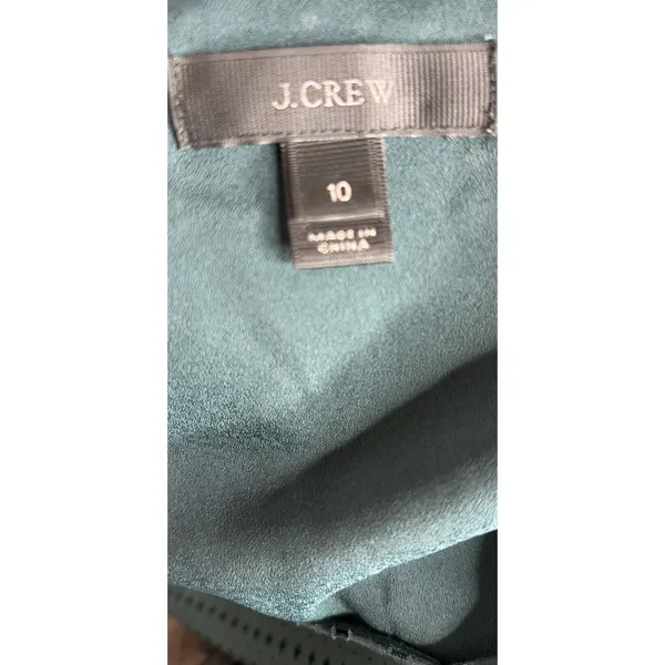 J.Crew‎ Teal Textured Perforated Midi Dress Elastic Waist Size 10 - Image 5
