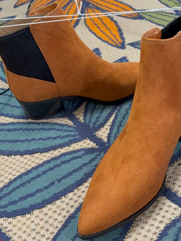Target Women's Rust Tan Pointed-Toe Suede Ankle Booties - Image 2