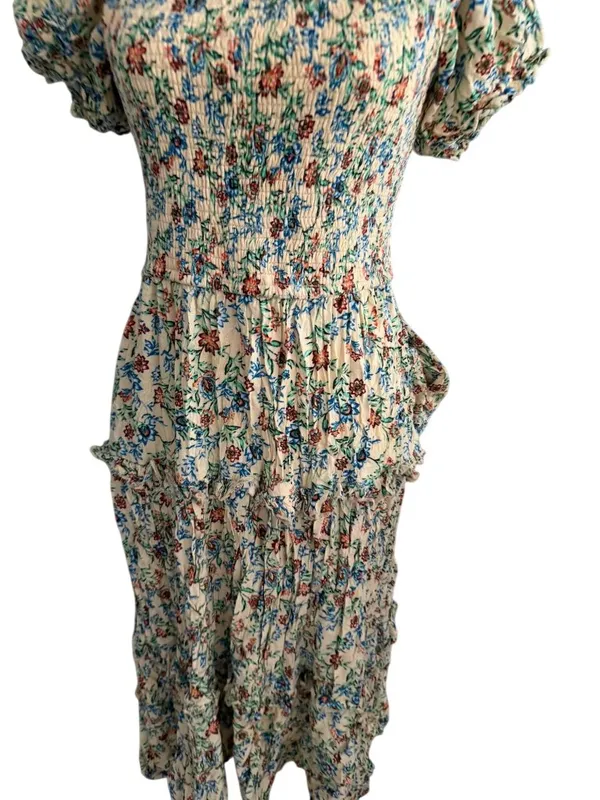 BAND OF THE FREE Floral Smocked Midi Dress Size Small - Image 2