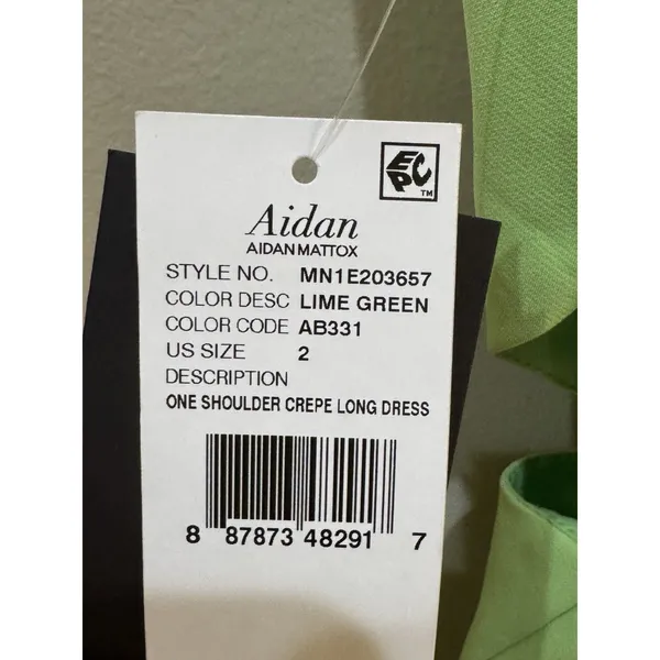$195 Aidan Mattox Women's Green One-Shoulder Cutout Gown Dress Size 2 - Image 7