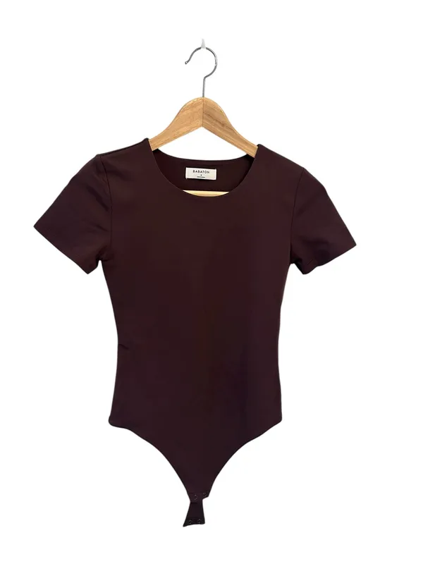 Aritzia Babaton ContourWomen's Brown Crewneck Short Sleeve Bodysuit Sz S - Image 2