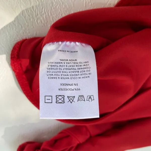 Peppermayo Red Off Shoulder Crop Top Knotted Strap Going Out Y2K - Image 5