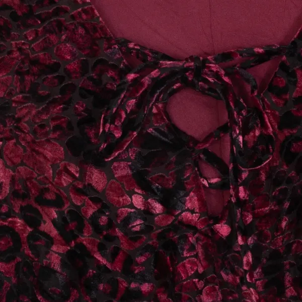 Venus‎ Womens Crushed Velvet Bell Sleeve Top Size L Red Black Dark Romantic Goth - Image 4