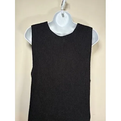LULUS Sweater Vest Medium Black Ribbed V-Neck‎ Knit Minimalist Layering Chic - Image 5