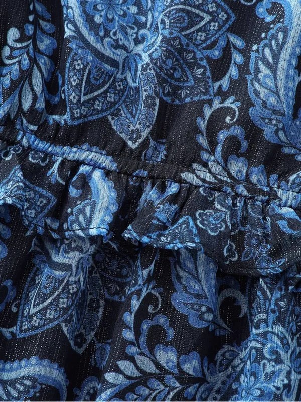 BloomChic Paisley Print Shoulder-Tie Ruffled Maxi Dress Sz.14-16 NWT - Image 11