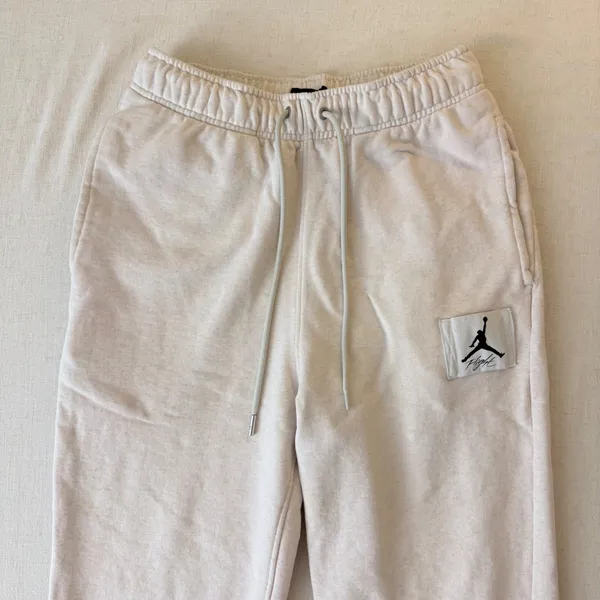 Jordan Flight Joggers Womens Small Beige Fleece‎ Sweatpants Jumpman Streetwear - Image 7