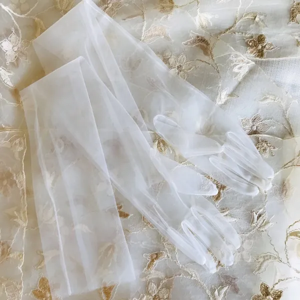 Sheer White Mesh Gloves - Image 14