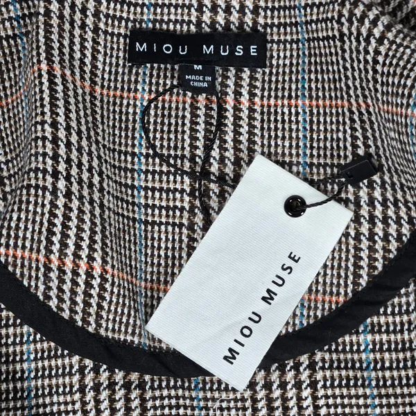 Miou Muse Plaid Blazer‎ Women's Size M Double Breasted Longline Oversized Jacket - Image 3
