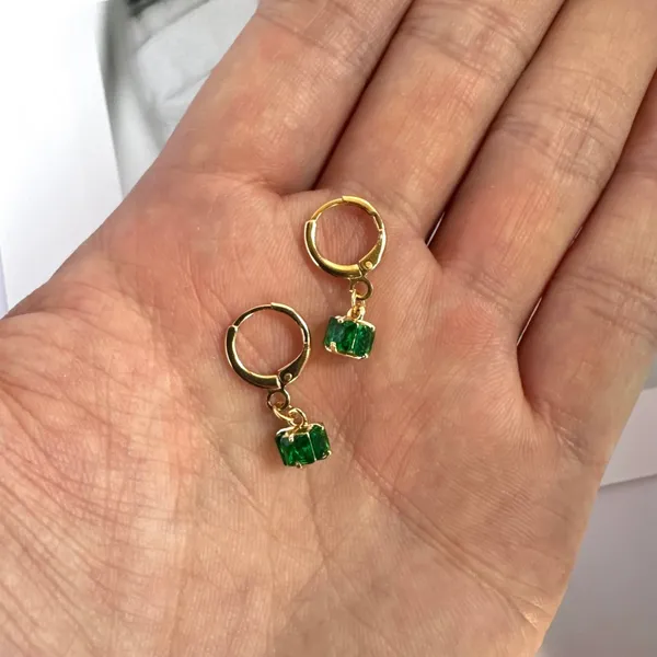 Green Crystal Dangle Drop Earrings for Women - Image 4