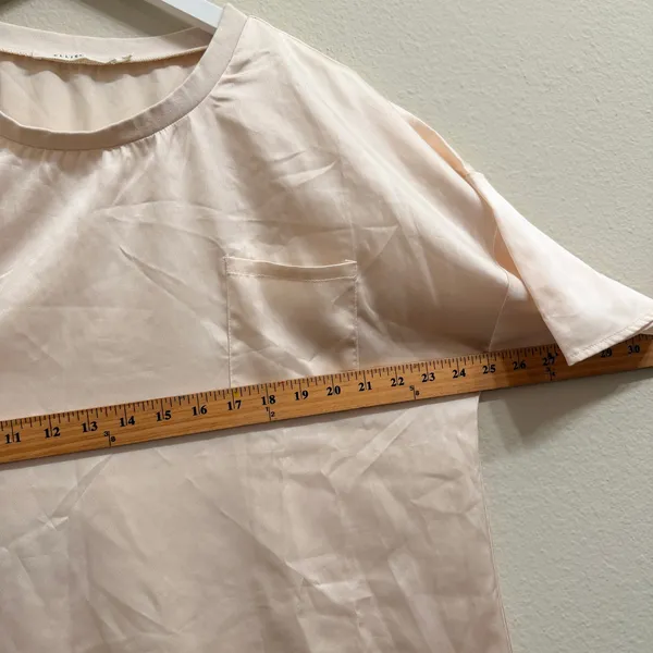 Ellison‎ Satin Pajama Set SS Top and Shorts Beige Size Large Neutral Comfy Soft - Image 9