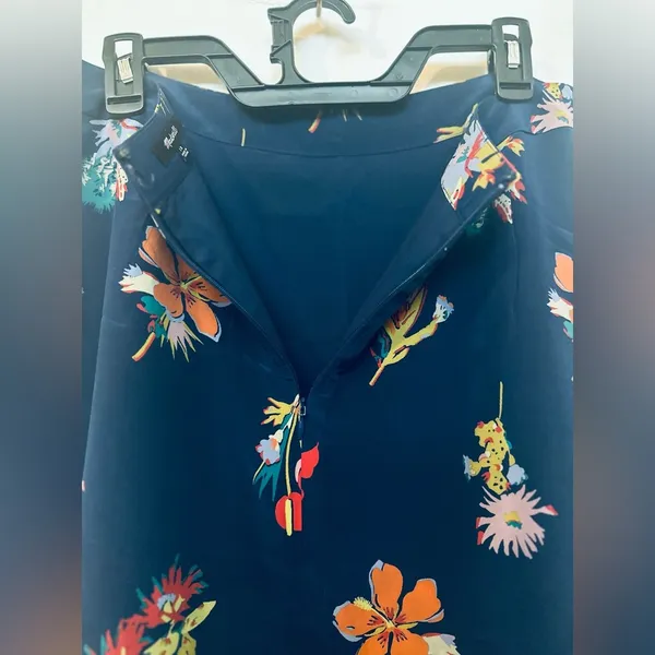 Atrium Midi Skirt Bird Of Paradise Tropical Floral Nightfall Blue 10 - Image 9