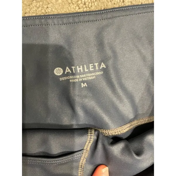 Athleta High Rise Shine Leggings Steel Blue Compression Yoga Workout Pants,M - Image 5