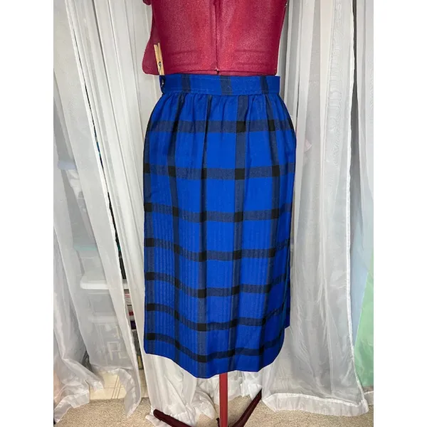 Pendleton skirt wool plaid knee length blue black Size 6 - Image 4