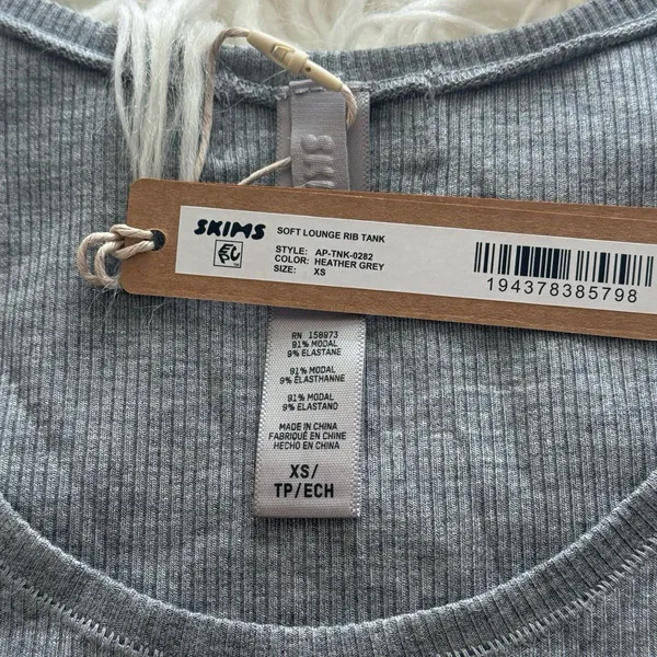Skims Soft Lounge Tank Top Heather Grey Size XS - Image 7