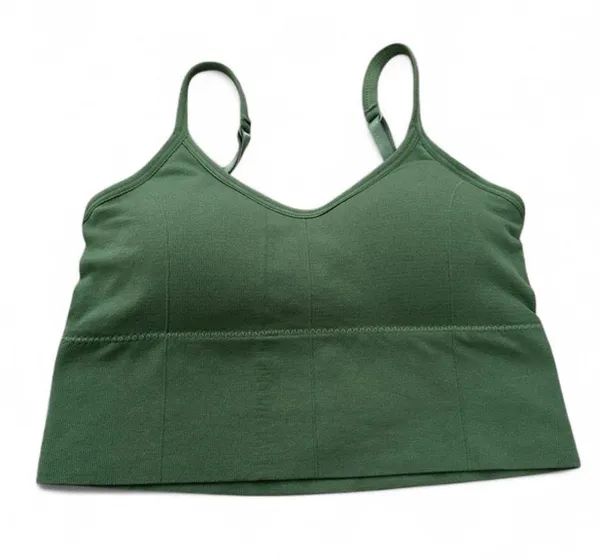 Olive Green Minimalist Sports Bra with Adjustable Straps - Image 4