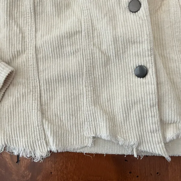 Pol Cream Distressed Button Front Corduroy Jacket - Image 4