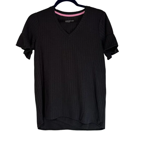 Comfort Code by Cuddl Duds Black Ruffle Sleeve Pajama Set XS Loungewear‎ - Image 2