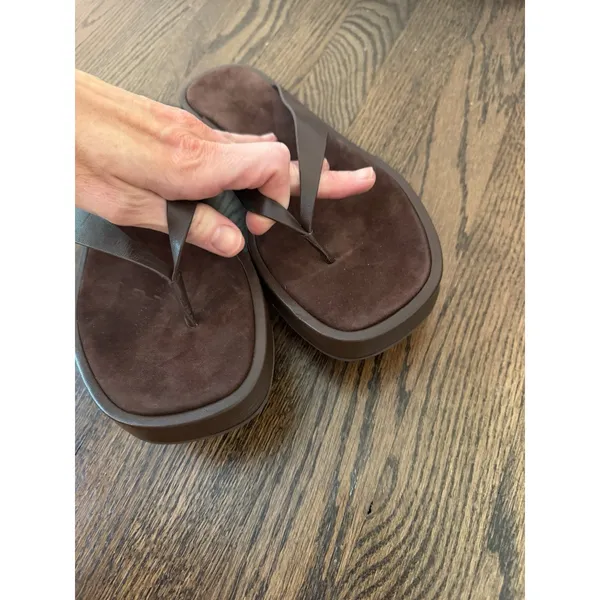 Reformation Eden Platform Flip Flop Espresso Brown Leather Suede Sz 9 NEW $228 - Image 14