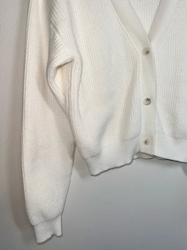 Lulus Ivory White Button Up Cropped Cardigan Sweater Knit - Image 5