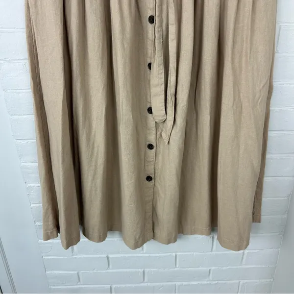 Universal Thread Tan Button Front Linen Blend Skirt Size L - Image 5