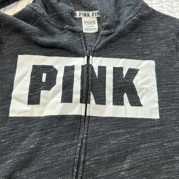PINK Victoria's Secret Charcoal Hoodie with Logo - Image 10