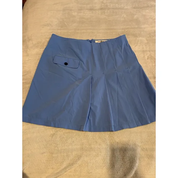 Tory Burch Sport Athletic Skirt Sz M Blue Pleated Stretch Front Pocket EUC - Image 2