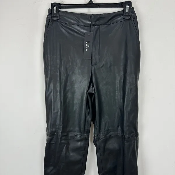 Lulus Open Minded Black Vegan Leather Pants High Waist Tapered Small NWT - Image 5