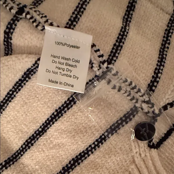 MOD REF Striped Beige Cropped Knit Cardigan Sweater - Image 5