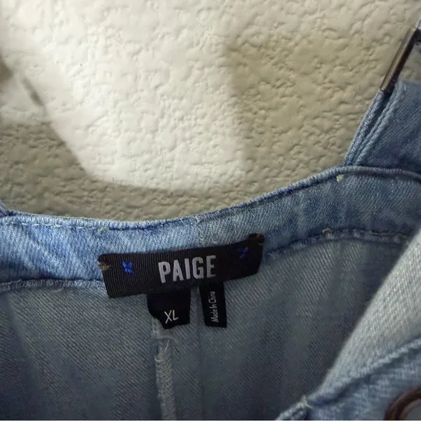 Paige x Revolve November Denim Jumpsuit Overalls Zeila‎ Crop Wide Leg Lace Up XL - Image 8