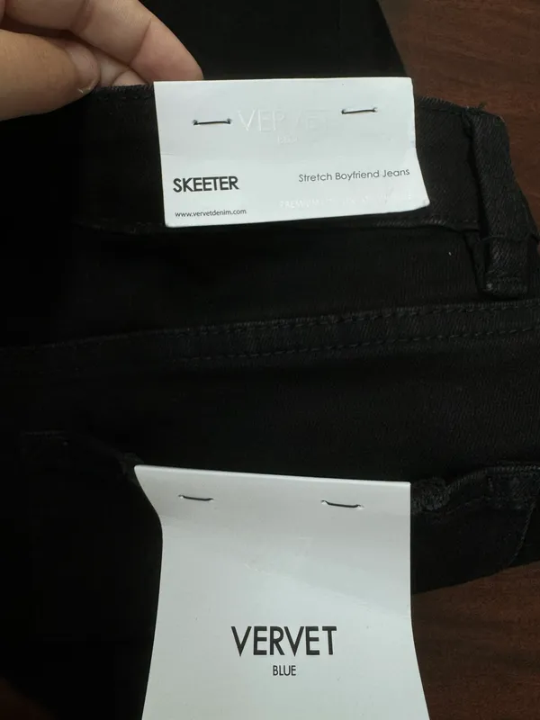 NWT Vervet Black Skeeter Stretch Boyfriend Distressed Black Jeans Size 27 - Image 5