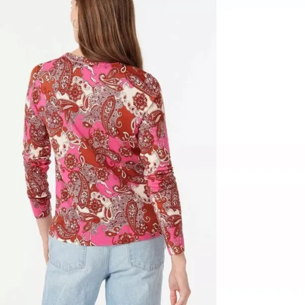 J. crew margot sweater vintage paisley merino wool sz M‎ - Image 3