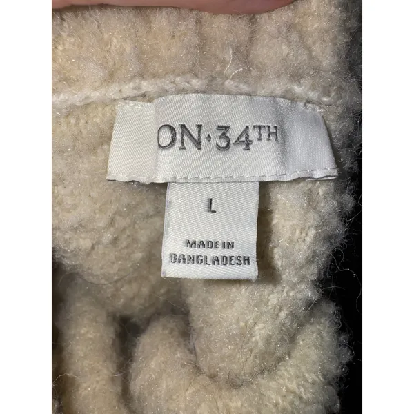 ON 34th Bouclé Crewneck Sweater Cream Large Wool Blend MSRP $69.50 - Image 3