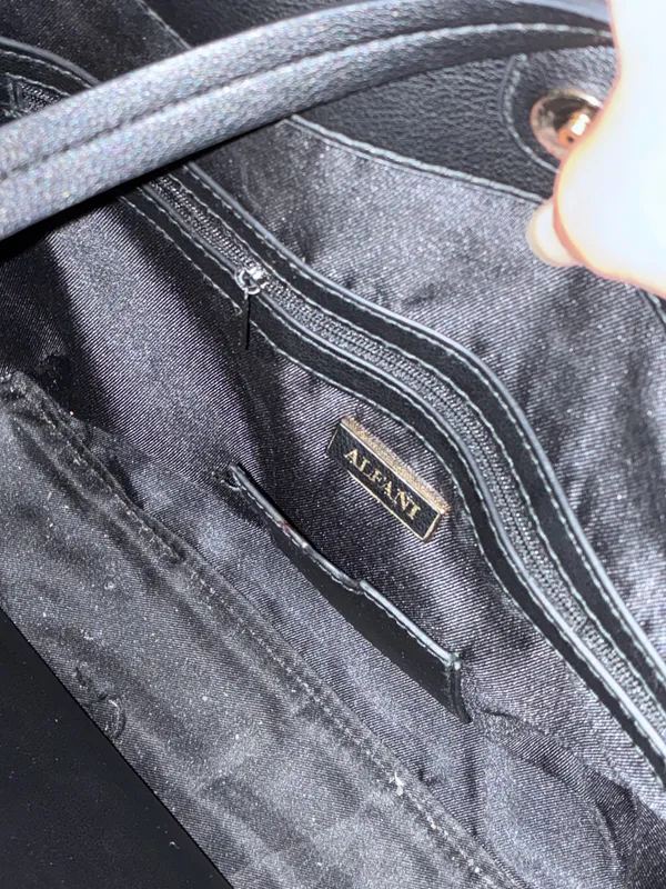 Alfani Classic Black Leather Tote Bag - Image 6