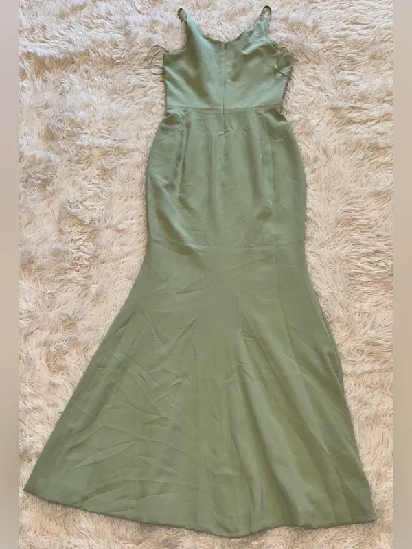 NWOT Dress the Population Iris Sage green Dress slit gown sz S - Image 9
