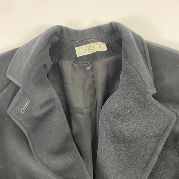Vintage Calvin Klein Coat Womens 10 Black Wool Pea Coat Double Breasted Lined‎ - Image 3