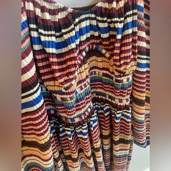 ZARA Like New Striped Midi Long‎ Sleeve Dress Medium Faux Corset Style Mu… - Image 11
