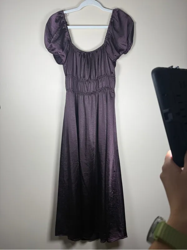 GB Satin Milkmaid Fairy Witchy Midi Dress Sz M Coquette - Image 8