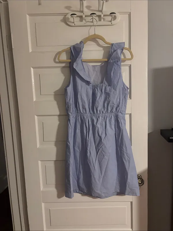 J.Crew Light Blue Sleeveless Ruffle-Trim Sundress - Image 2