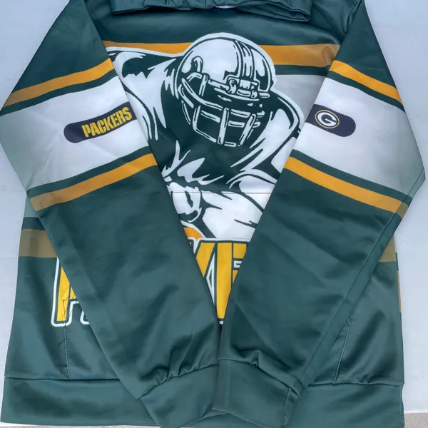 Green Bay Packers Green AOP Pullover Hoodie Sweater - Image 5
