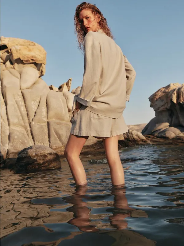 Zara Light Beige Oversized Blazer - Image 3